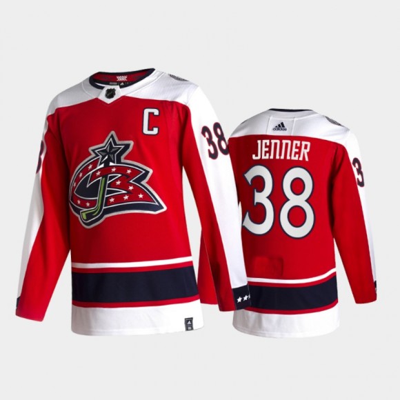 Columbus Blue Jackets Boone Jenner #38 2021 Reverse Retro Red 2021 Captain Jersey