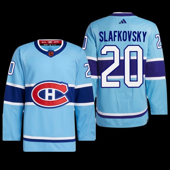 Juraj Slafkovsky Montreal Canadiens Authentic Primegreen Jersey 2022 Blue #20 Reverse Retro 2.0 Uniform