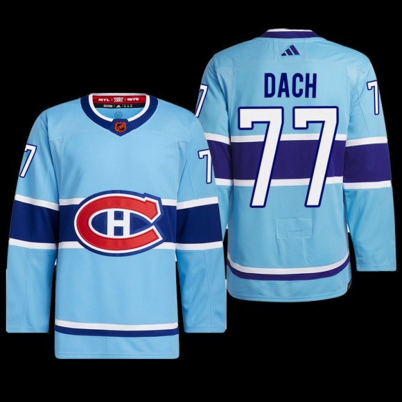Kirby Dach Montreal Canadiens Authentic Primegreen Jersey 2022 Blue #77 Reverse Retro 2.0 Uniform