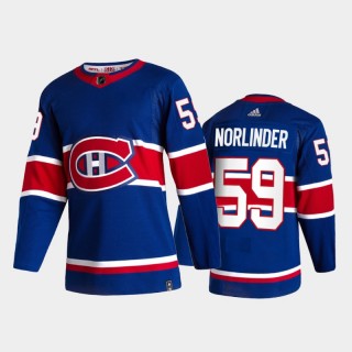 Mattias Norlinder #59 Montreal Canadiens 2021 Reverse Retro Blue Special Edition Jersey