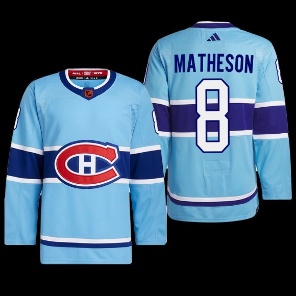 Mike Matheson Montreal Canadiens Authentic Primegreen Jersey 2022 Blue #8 Reverse Retro 2.0 Uniform