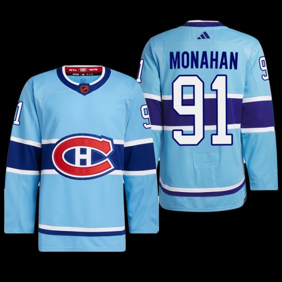Sean Monahan Montreal Canadiens Authentic Primegreen Jersey 2022 Blue #91 Reverse Retro 2.0 Uniform