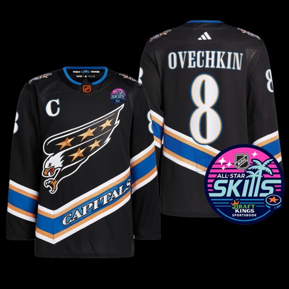 2023 NHL All-Star Skills Washington Capitals Alex Ovechkin Jersey Reverse Retro Black #8 Uniform