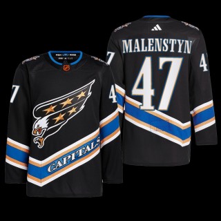 Washington Capitals 2022 Reverse Retro 2.0 Jersey Beck Malenstyn Black #47 Authentic Primegreen Uniform
