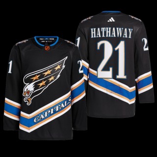 Washington Capitals 2022 Reverse Retro 2.0 Jersey Garnet Hathaway Black #21 Authentic Primegreen Uniform