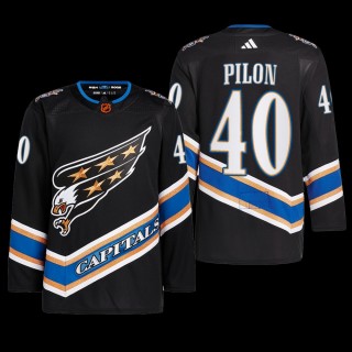 Washington Capitals 2022 Reverse Retro 2.0 Jersey Garrett Pilon Black #40 Authentic Primegreen Uniform