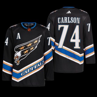 Washington Capitals 2022 Reverse Retro 2.0 Jersey John Carlson Black #74 Authentic Primegreen Uniform