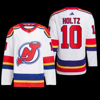 New Jersey Devils 2022 Reverse Retro 2.0 Jersey Alexander Holtz White #10 Authentic Primegreen Uniform