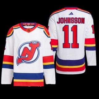 New Jersey Devils 2022 Reverse Retro 2.0 Jersey Andreas Johnsson White #11 Authentic Primegreen Uniform