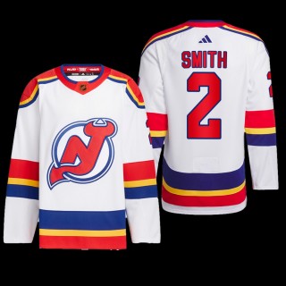 New Jersey Devils 2022 Reverse Retro 2.0 Jersey Brendan Smith White #2 Authentic Primegreen Uniform