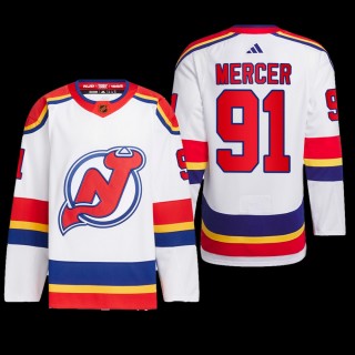 New Jersey Devils 2022 Reverse Retro 2.0 Jersey Dawson Mercer White #91 Authentic Primegreen Uniform