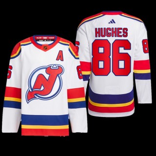 New Jersey Devils 2022 Reverse Retro 2.0 Jersey Jack Hughes White #86 Authentic Primegreen Uniform