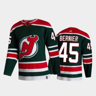New Jersey Devils Jonathan Bernier #45 2021 Reverse Retro Green Special Edition Jersey