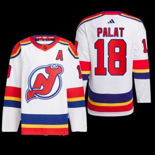 New Jersey Devils 2022 Reverse Retro 2.0 Jersey Ondrej Palat White #18 Authentic Primegreen Uniform