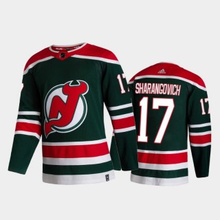 New Jersey Devils Yegor Sharangovich #17 2021 Reverse Retro Green Special Edition Jersey