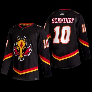 Cole Schwindt #10 Calgary Flames Reverse Retro Black Authentic Jersey