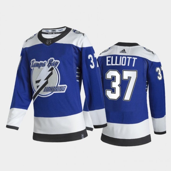 Tampa Bay Lightning Brian Elliott #37 2021 Reverse Retro Blue Special Edition Jersey