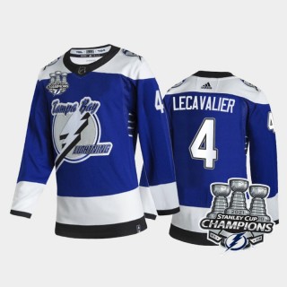 Tampa Bay Lightning Vincent Lecavalier #4 3x Stanley Cup Champions Blue Reverse Retro Jersey