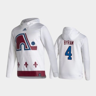 Men's Bowen Byram #4 Colorado Avalanche Authentic Pullover Special Edition White 2021 Reverse Retro Hoodie