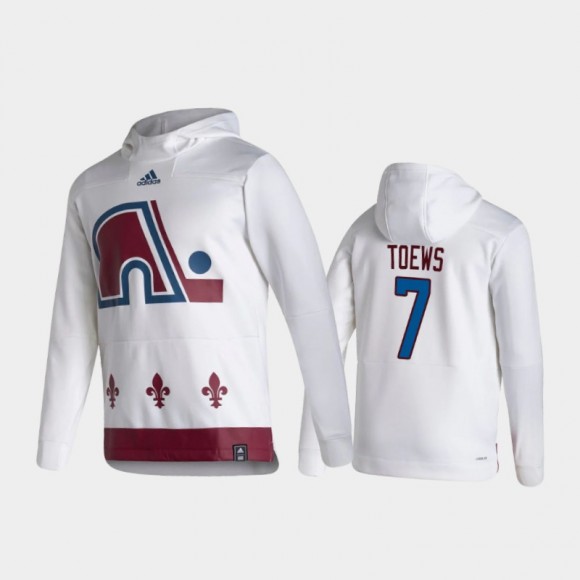 Men's Colorado Avalanche Devon Toews #7 Authentic Pullover Special Edition 2021 Reverse Retro White Hoodie
