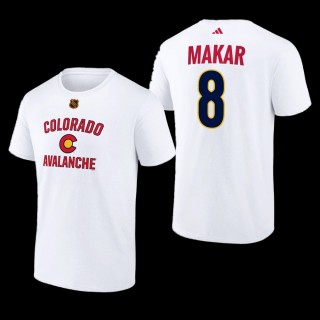 Colorado Avalanche Cale Makar Reverse Retro 2.0 White #8 Wheelhouse T-Shirt
