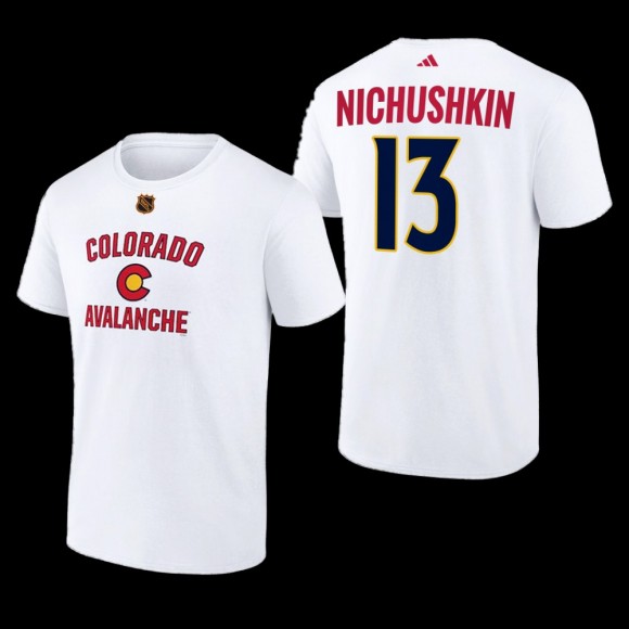 Colorado Avalanche Valeri Nichushkin Reverse Retro 2.0 White #13 Wheelhouse T-Shirt