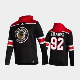 Men's Chicago Blackhawks Alex Nylander #92 Authentic Pullover 2021 Reverse Retro Black Hoodie