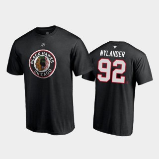 Men's Chicago Blackhawks Alex Nylander #92 Special Edition Authentic Stack 2021 Reverse Retro Black T-Shirt