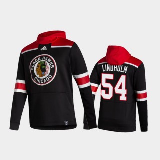 Men's Chicago Blackhawks Anton Lindholm #54 Authentic Pullover 2021 Reverse Retro Black Hoodie