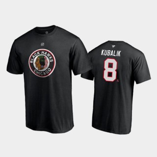 Men's Chicago Blackhawks Dominik Kubalik #8 Special Edition Authentic Stack 2021 Reverse Retro Black T-Shirt