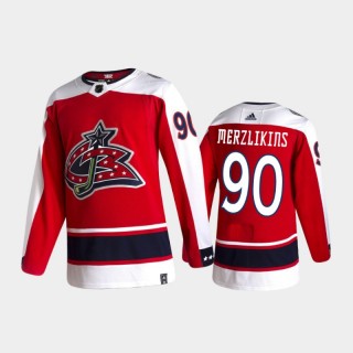 Columbus Blue Jackets Elvis Merzlikins #90 Reverse Retro 2020-21 Red Authentic Jersey