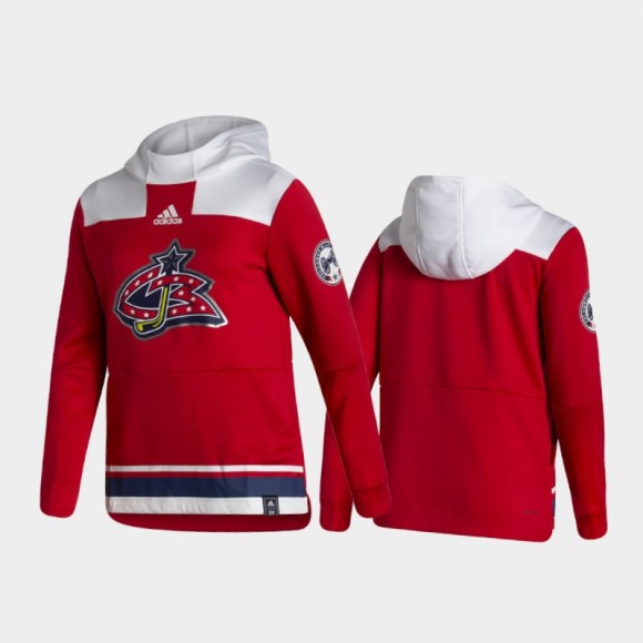 Men's Columbus Blue Jackets 2021 Reverse Retro Authentic Pullover Special Edition Red Hoodie