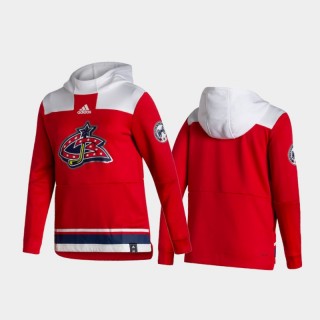 Women Columbus Blue Jackets 2021 Reverse Retro Pullover Red Hoodie