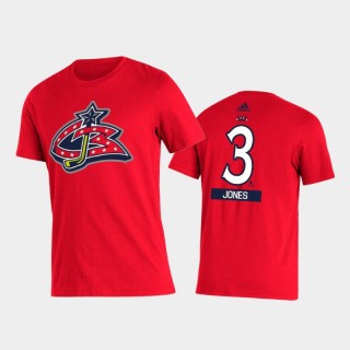 Blue Jackets Seth Jones #3 2021 Reverse Retro Special Edition Name & Number Red T-Shirt