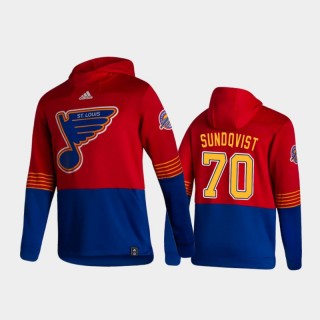 Men's St. Louis Blues Oskar Sundqvist #70 Authentic Pullover Special Edition 2021 Reverse Retro Red Hoodie