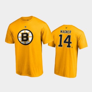 Men's Boston Bruins Chris Wagner #14 Special Edition Authentic Stack 2021 Reverse Retro Gold T-Shirt