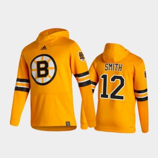 Men's Boston Bruins Craig Smith #12 Authentic Pullover Special Edition 2021 Reverse Retro Gold Hoodie