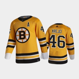 Men's Boston Bruins David Krejci #46 Reverse Retro 2020-21 Gold Special Edition Authentic Pro Jersey