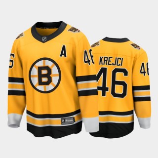 Men's Boston Bruins David Krejci #46 Reverse Retro Gold Special Edition Jersey