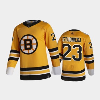 Men's Boston Bruins Jack Studnicka #23 Reverse Retro 2020-21 Gold Special Edition Authentic Pro Jersey