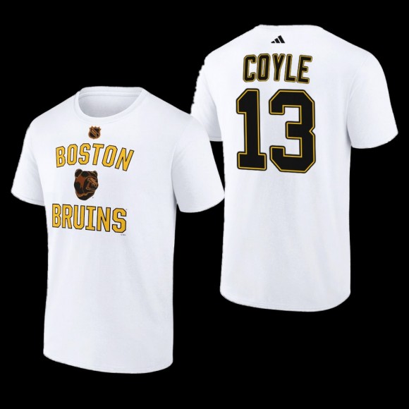 Boston Bruins Charlie Coyle Reverse Retro 2.0 White #13 Wheelhouse T-Shirt