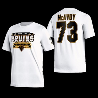 Boston Bruins Charlie McAvoy Reverse Retro 2.0 White #73 Playmaker T-Shirt