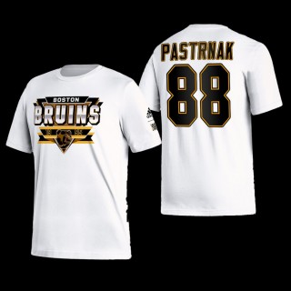 Boston Bruins David Pastrnak Reverse Retro 2.0 White #88 Playmaker T-Shirt
