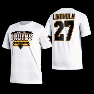 Boston Bruins Hampus Lindholm Reverse Retro 2.0 White #27 Playmaker T-Shirt