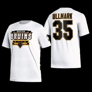 Boston Bruins Linus Ullmark Reverse Retro 2.0 White #35 Playmaker T-Shirt