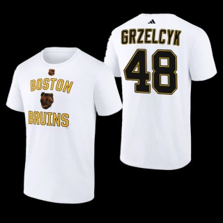 Boston Bruins Matt Grzelcyk Reverse Retro 2.0 White #48 Wheelhouse T-Shirt