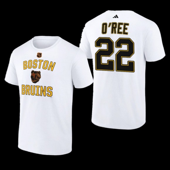 Boston Bruins Willie O'Ree Reverse Retro 2.0 White #22 Wheelhouse T-Shirt