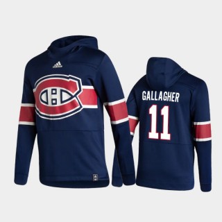 Men's Montreal Canadiens Brendan Gallagher #11 Authentic Pullover Special Edition 2021 Reverse Retro Navy Hoodie