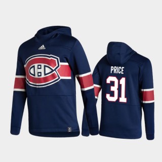 Men's Montreal Canadiens Carey Price #31 Authentic Pullover Special Edition 2021 Reverse Retro Navy Hoodie