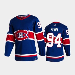 Men's Montreal Canadiens Corey Perry #94 Reverse Retro 2020-21 Royal Special Edition Authentic Pro Jersey